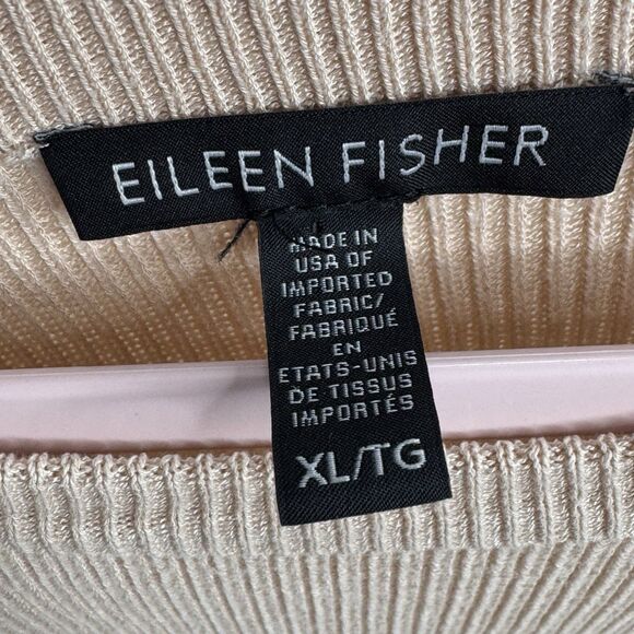Eileen Fisher Ribbed Sweater Womens Beige 100% Tencel Lyocell Size XL Oversized - Picture 5 of 5